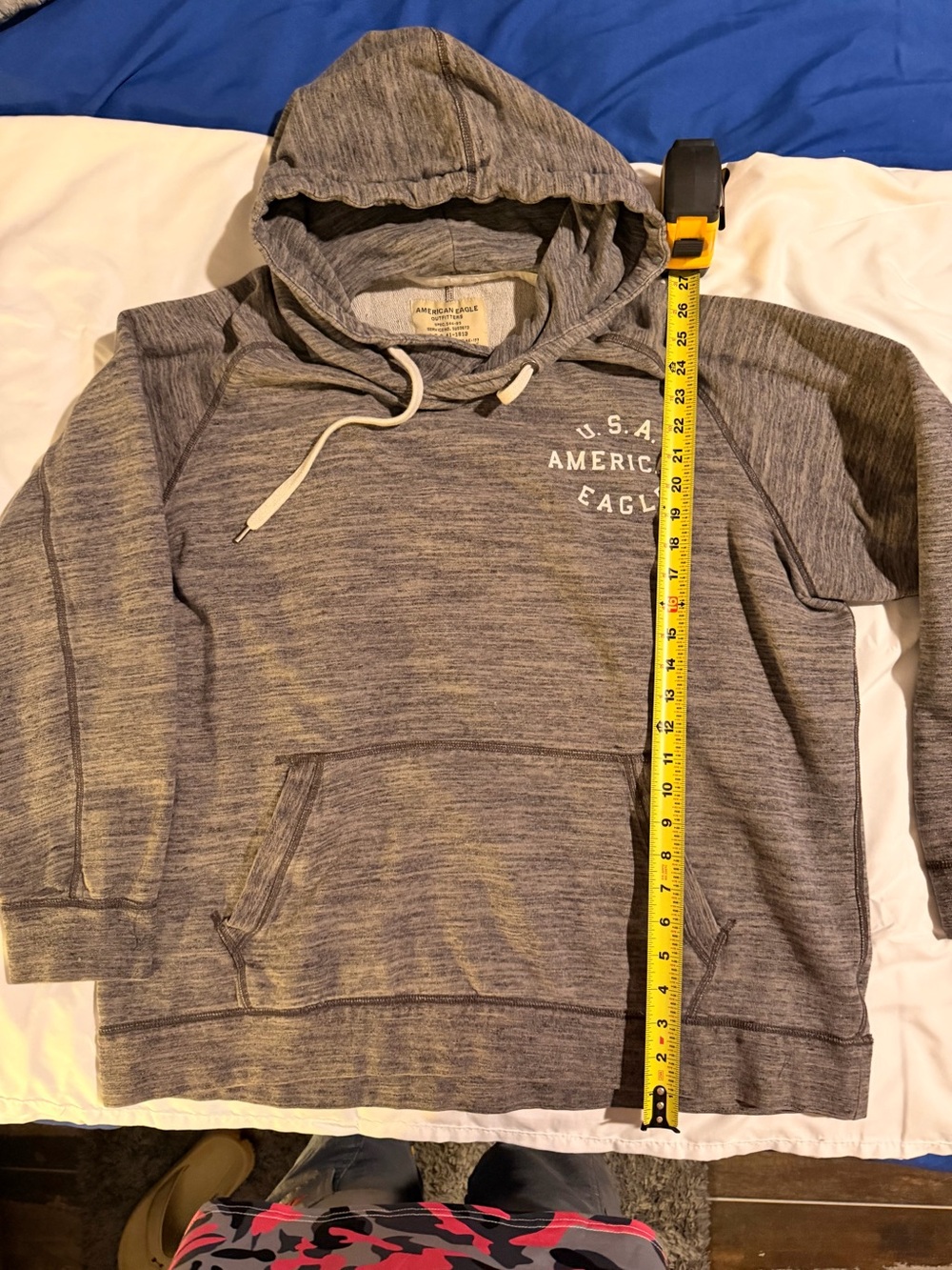 American Eagle Outfitters Heather Gray Hooded Pullover Sweatshirt